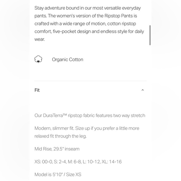 NWT Vuori Ripstop Pant Long Charcoal DuraTerra 2 way stretch Slim Fit Women’s XS - Picture 4 of 15